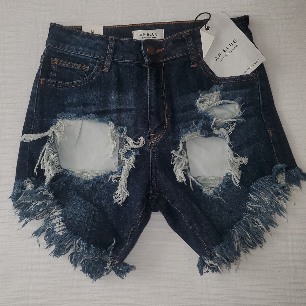 High waist ripped denim  shorts size M